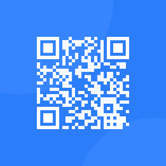 Image of a QR code with a blue background